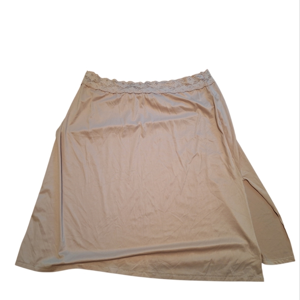 Vassarette Ladies XL Half Slip 24 Inch Lace Trim Beige Fairycore Clean Girl